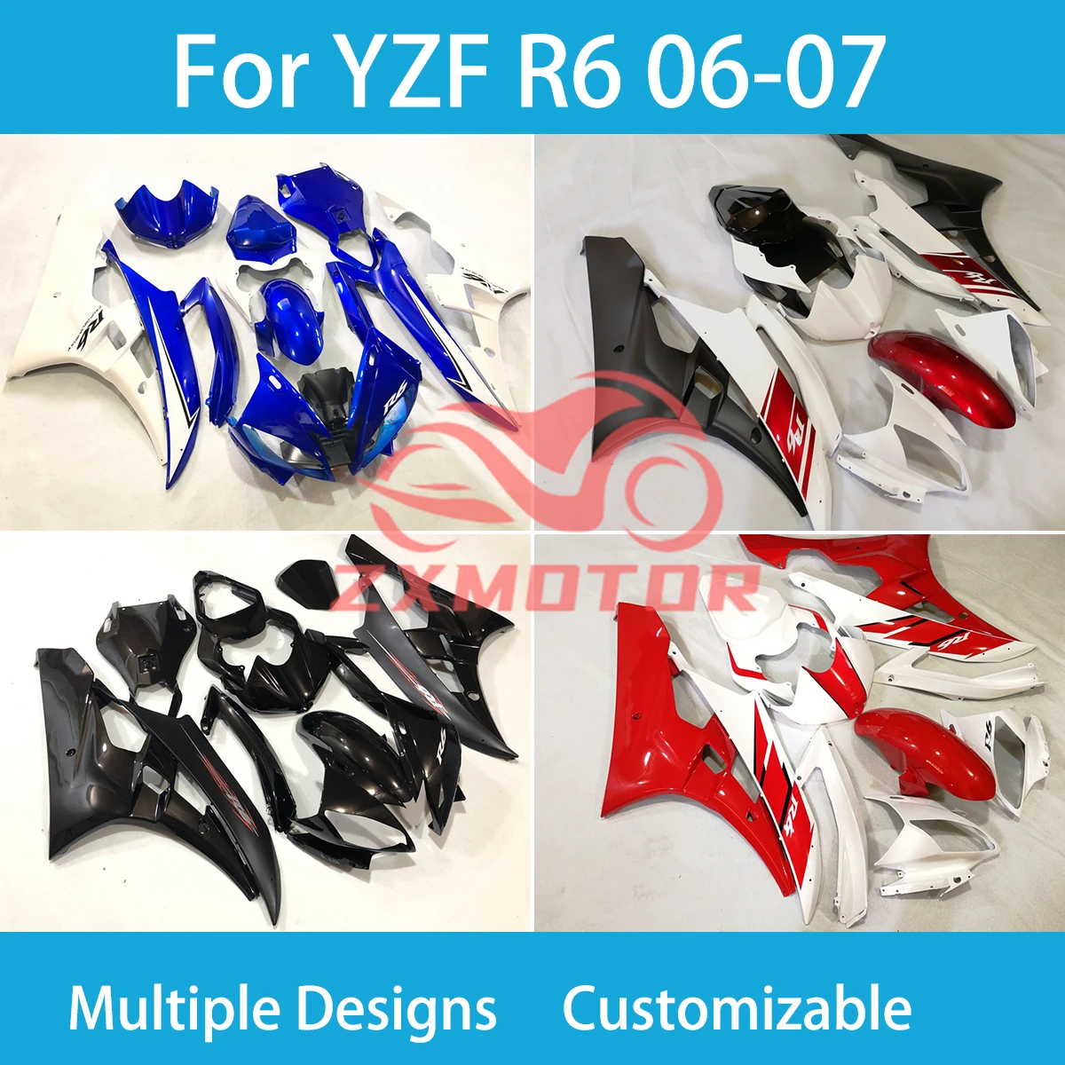 Hot Style Fairings for Yamaha YZF R 6 2006 2007 Refitting Motorcycle Racing Customized Shell Body Parts Fairings R6 06 07