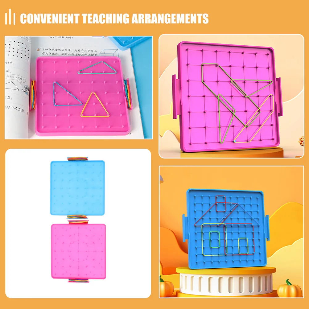 Pink & Blue Double Sided Geoboards (2Pcs) | Math Manipulative Geometry Board for Elementary School Teaching