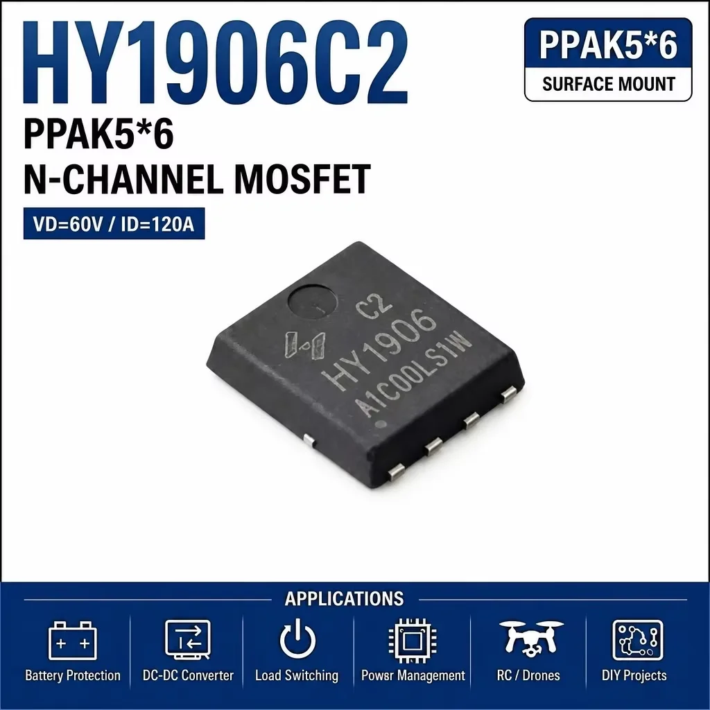(10 pcs) HY1906C2 PPAK5*6 (Marking HY1906) - N-Channel MOSFET 60V 70A 5.7mΩ