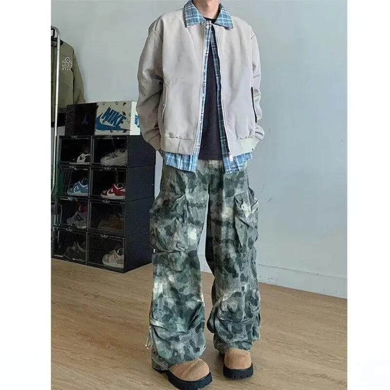 

American Sle Cleanfit Plaid irt Jaet Men's Women's Spring Autumn High Collar Baseball Outfit Windproof Long Sve Coat