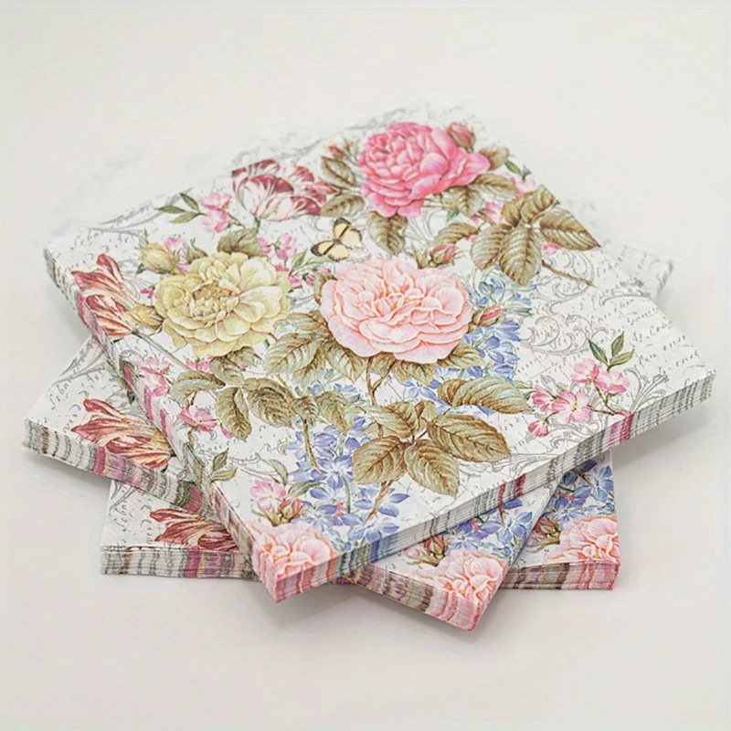 Serviettes colorées à deux couches 33cm, 20/40/60 pièces, papier de décoration de fête de mariage, tapis de repas, papier de découpage pour bricolage