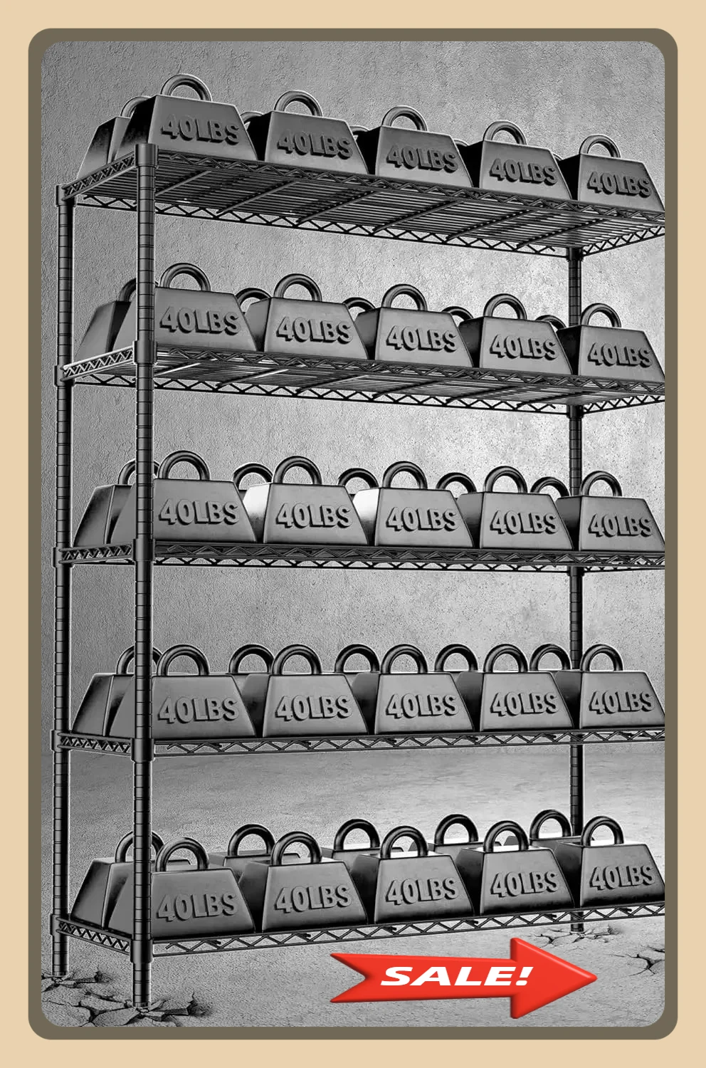 

2000LBS Garage Wire Shelving Unit Loads, 48" L x 20" W x 72" H 5-tier Adjustable Metal Industrial Utility Shelf Rack