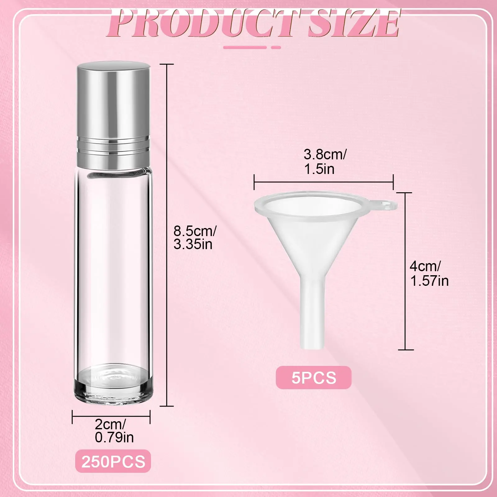 12Pcs Leakproof Glass Roller Bottles 10ml Silver Refillable Bottle Empty Roll-on Bottles for Essential Oils/Eye Essence/Perfume