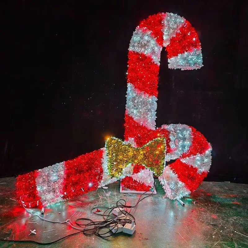 Holy Moon Factory Wholesale Outdoor LED Christmas New Year Light Rope Pattern Hanger Lollipop Design Landscape