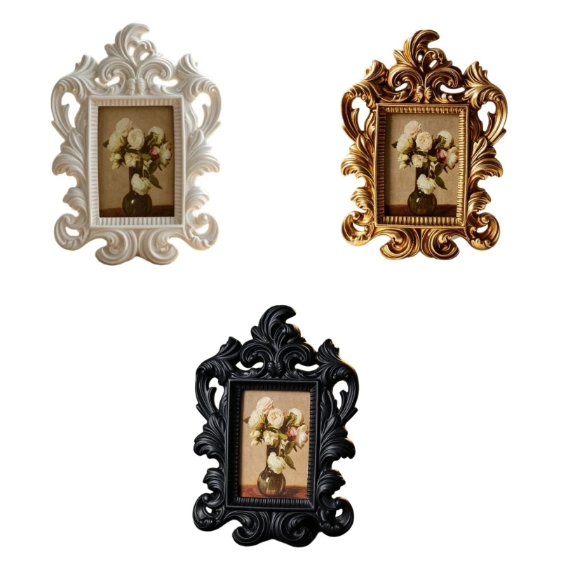 E06B Raised Scrollwork Photo Display with Decorative Border for Favorite Photos, Desk Settings, and Shelf Arrangements， Wall