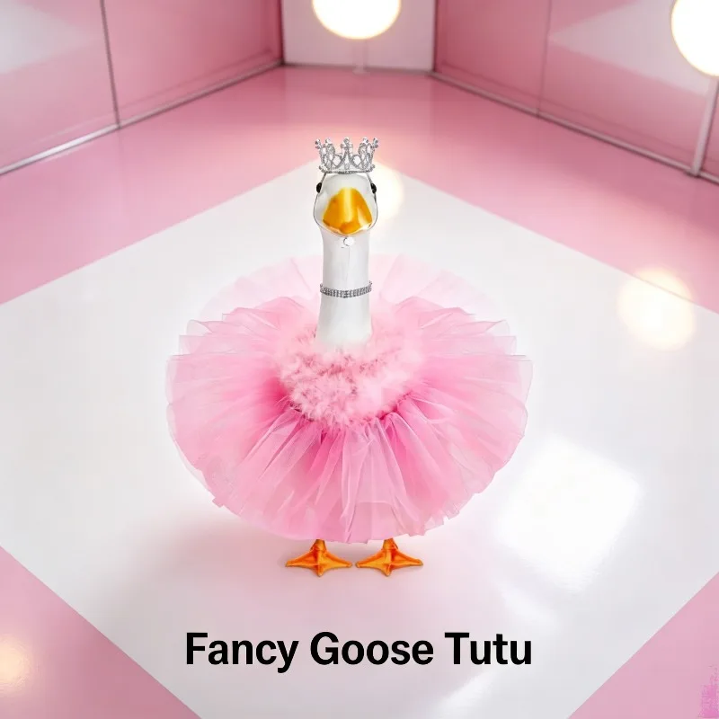 Porch Goose 4 Piece Set Crown Necklace Tutu Skirt Feather Princess Ballet Outdoor