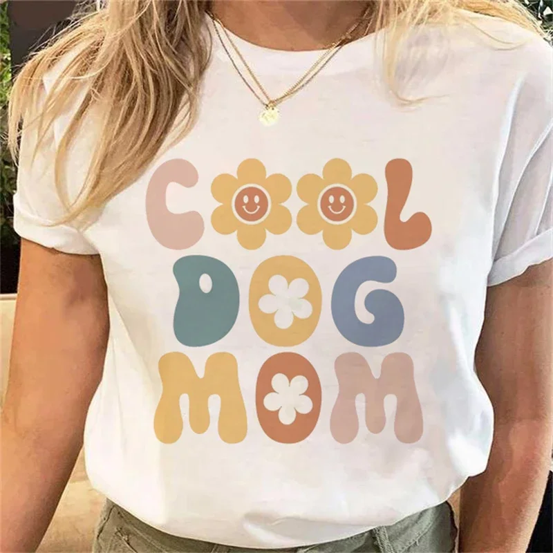 Simple And Funny Women's Plant Flower T-shirt Fashion Cartoon Happy Time Mom Cartoon T-shirt Pattern Top Letter Printed T-shirt.
