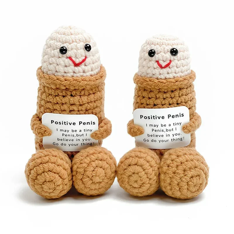Mini Funny Penis Positive Handmade Crochet Encouragement Card Cheer Up Gifts Dick Toys Friends Party Boyfriend Room Decorate