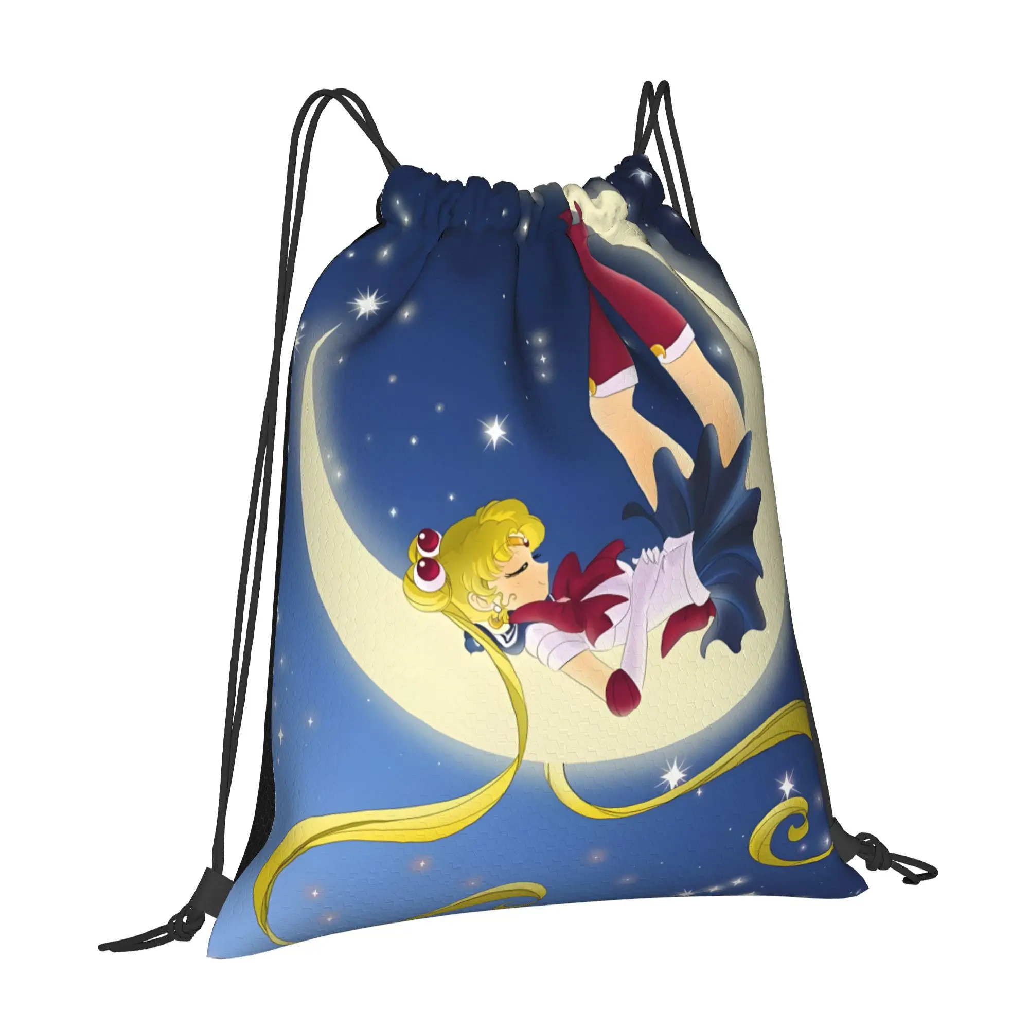 1 pc Usagi On The Moon Sailor Moon Portable Hiking Drawstring Bags Storage Backpacks
