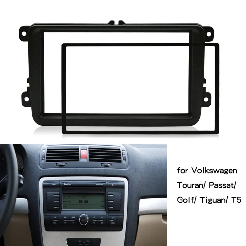 2 Din Car Fascia For VOLKSWAGEN Stereo Panel Dash Mount Installation Double Din Frame Install Refit Fascia Kit 173*98 178*102mm