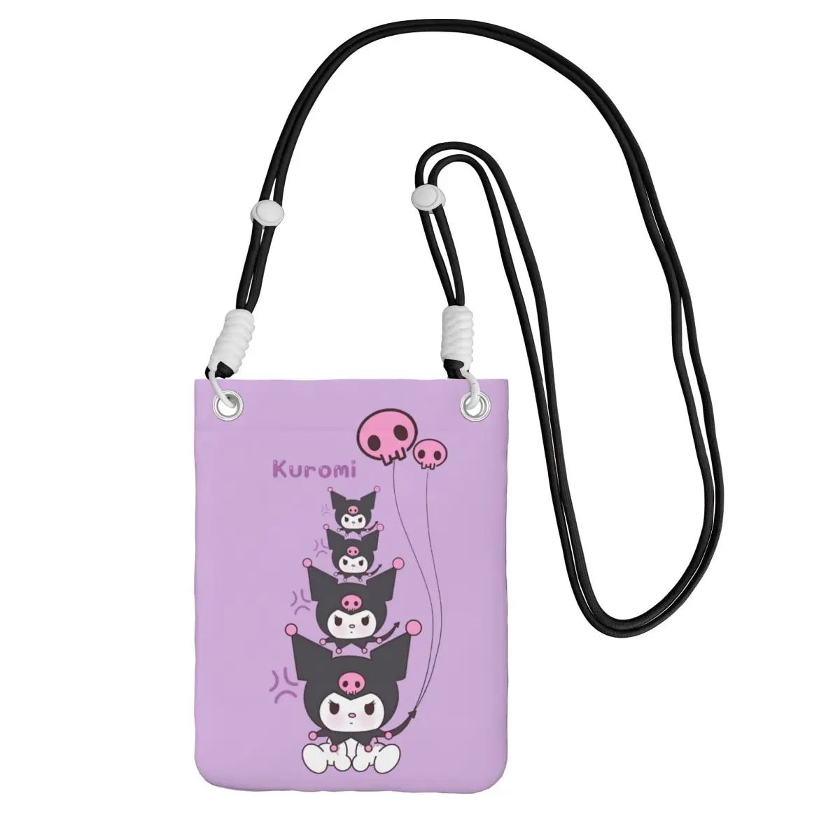 

Сумка для мобильного телефона Kuromi на заказ, диагональная сумка для мужчин и женщин, маленький дьявол, через плечо, съемный плечевой ремень для покупок