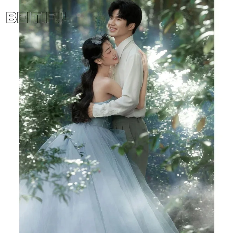 Abiti da sera personalizzati stile principessa per le donne Abito da festa maxi in pizzo dimagrante senza spalline per festa di nozze Abiti da festa