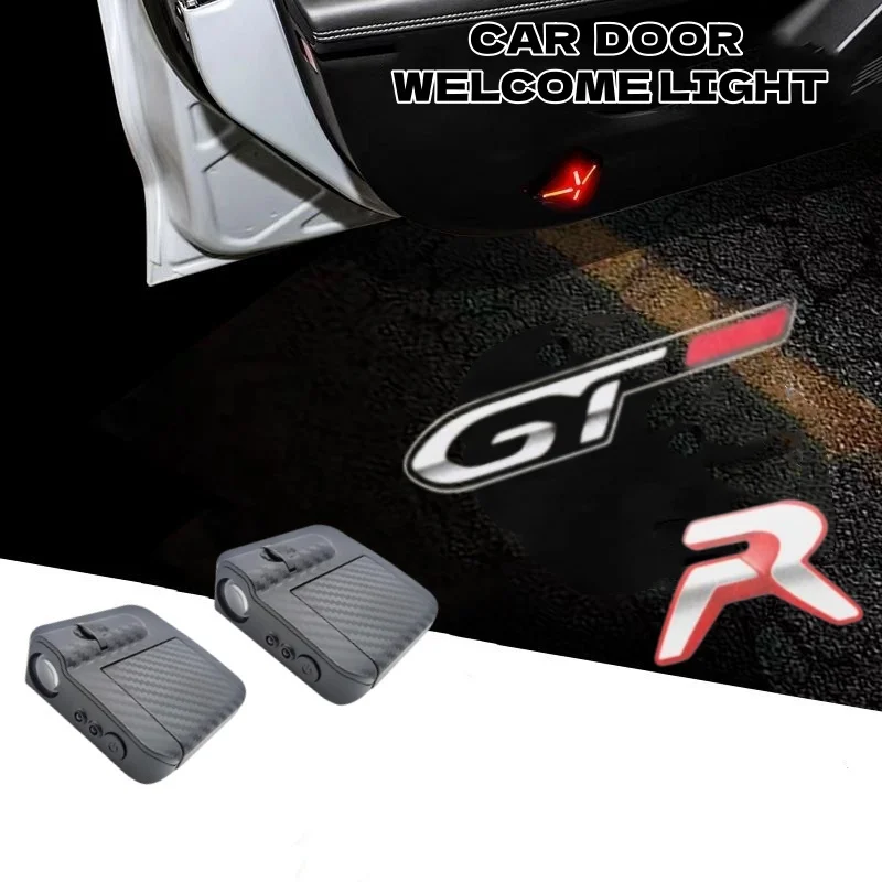 2 шт. для Peugeot GT 208 308 508 206 2008 407 107 5008 3008 RC GT LIE CC S16: Светодиодные проекционные лампы-проекторы, приветственные огни для дверей автомобиля, логотип-подсветка