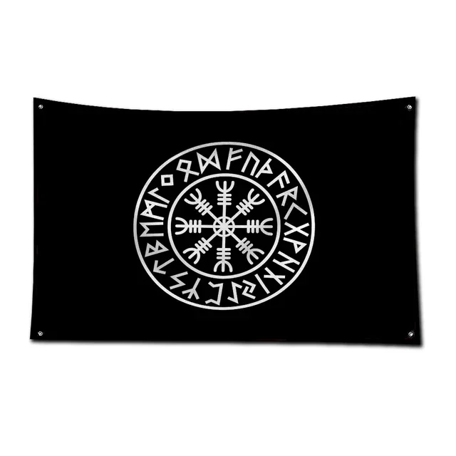 3x5 Ft T-The Vikings Norse Runes Flags Rovers  Racing  Flag Polyester Printed Cars Flags for Room Garage Decor