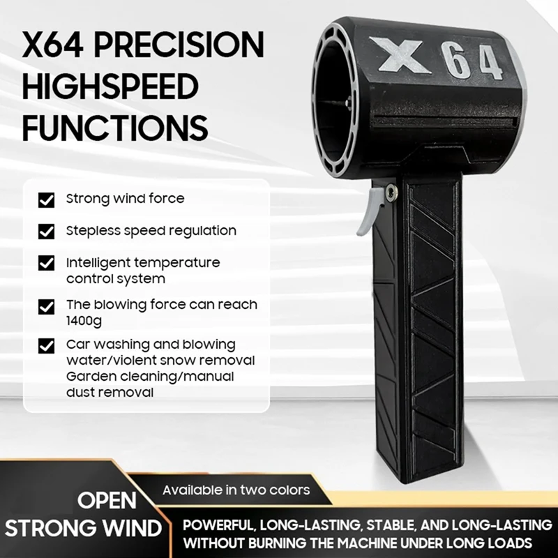 X64 Mini Turbo Jet Fan Brushless Motor Powerful Instantaneous Thrust 1.4Kg/S 1000W Wind Speed Blower Dryer Plastic EU Plug,C