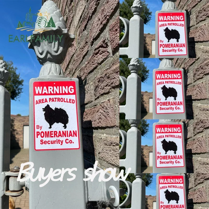 EARLFAMILY 13cm For Warning Area Patrolled By Pomeranian Dog Car Sticker Anime Personality Creative Stickers Vinyl Car Wrap