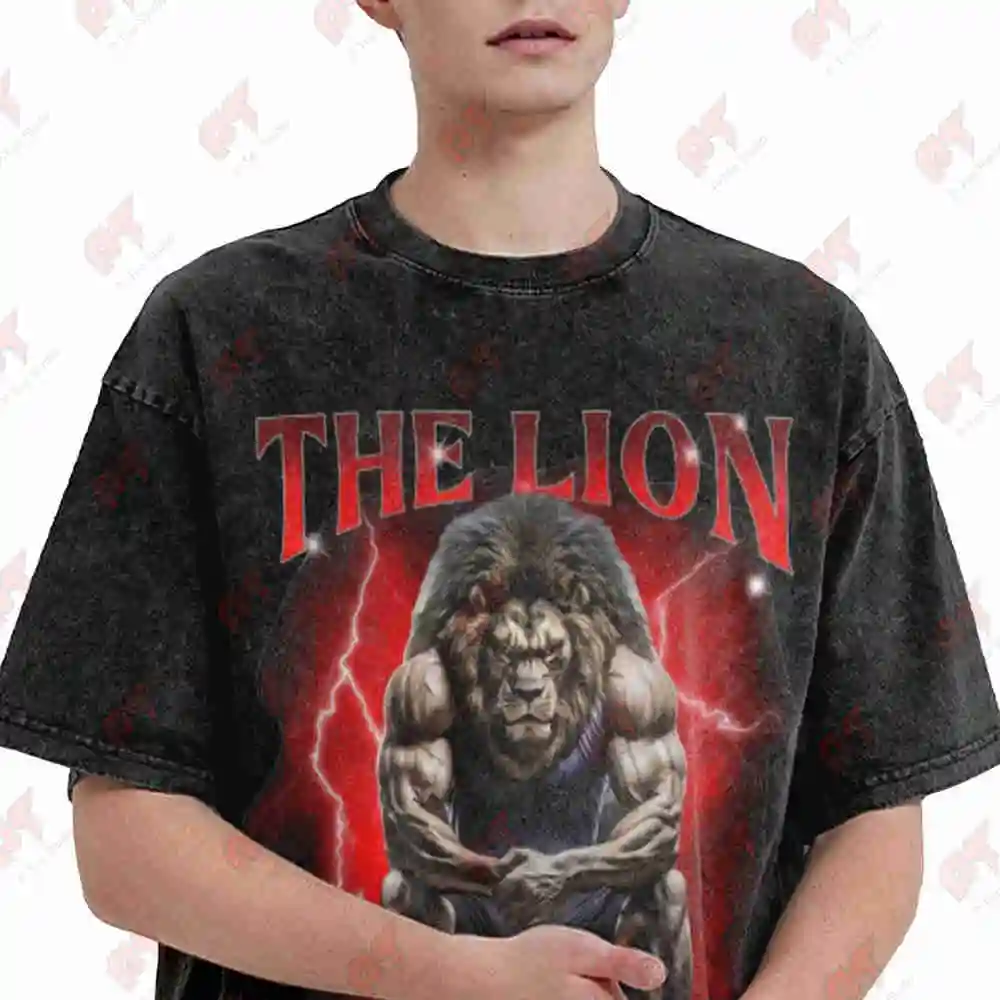 The Lion Doesn't Wipe Vintage Washed Tee Pure Cotton T-Shirt