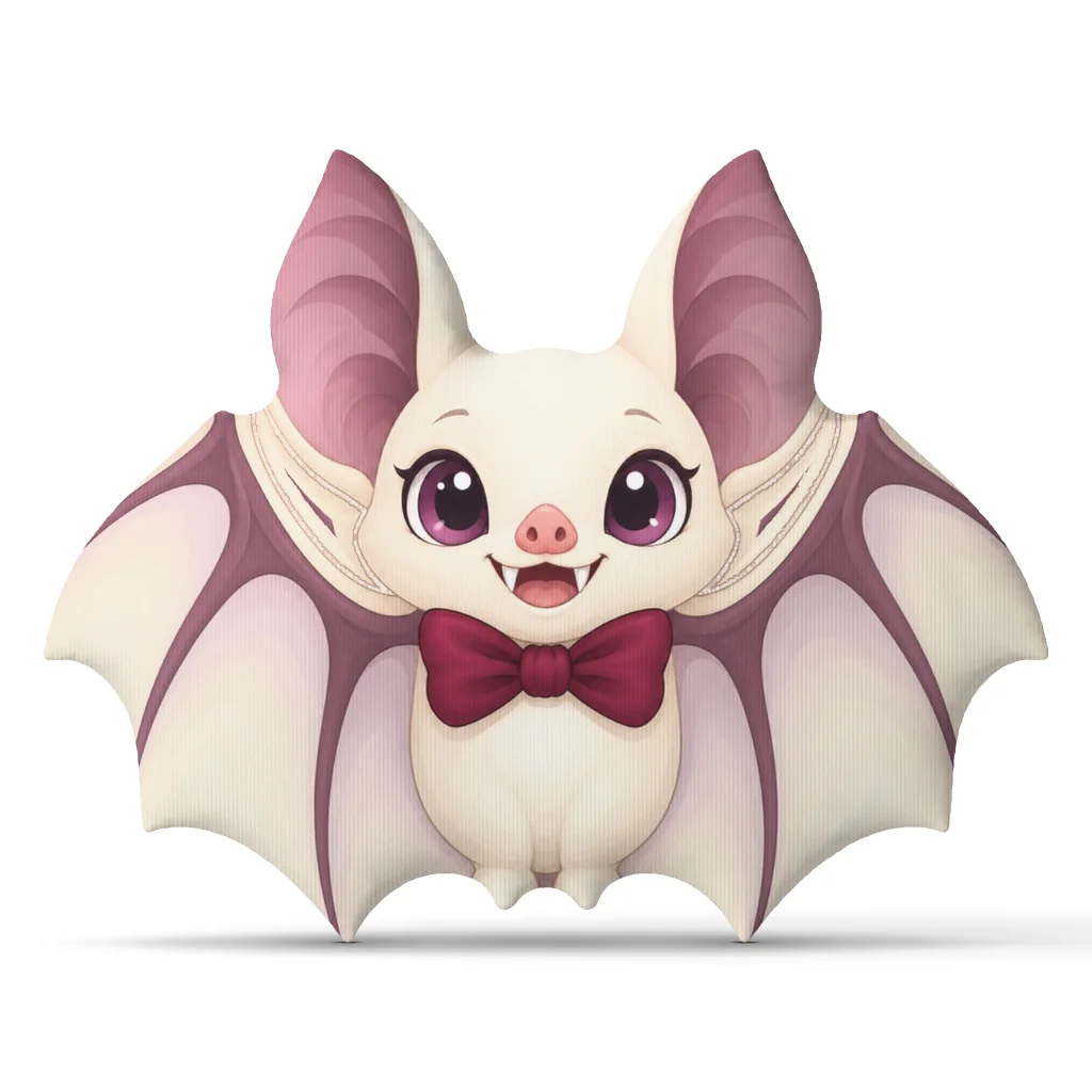 Cute Vampire Bat Plush Pillow Pastel Halloween Throw Cushion Stuffed Shaped Spooky Home Decor Gift for Bat Lovers