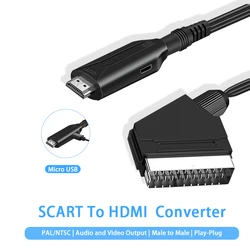 1080P SCART To HDMI-compatible Video Audio Converter AV Signal Adapter Receiver For HDTV Sky Box STB TV DVD