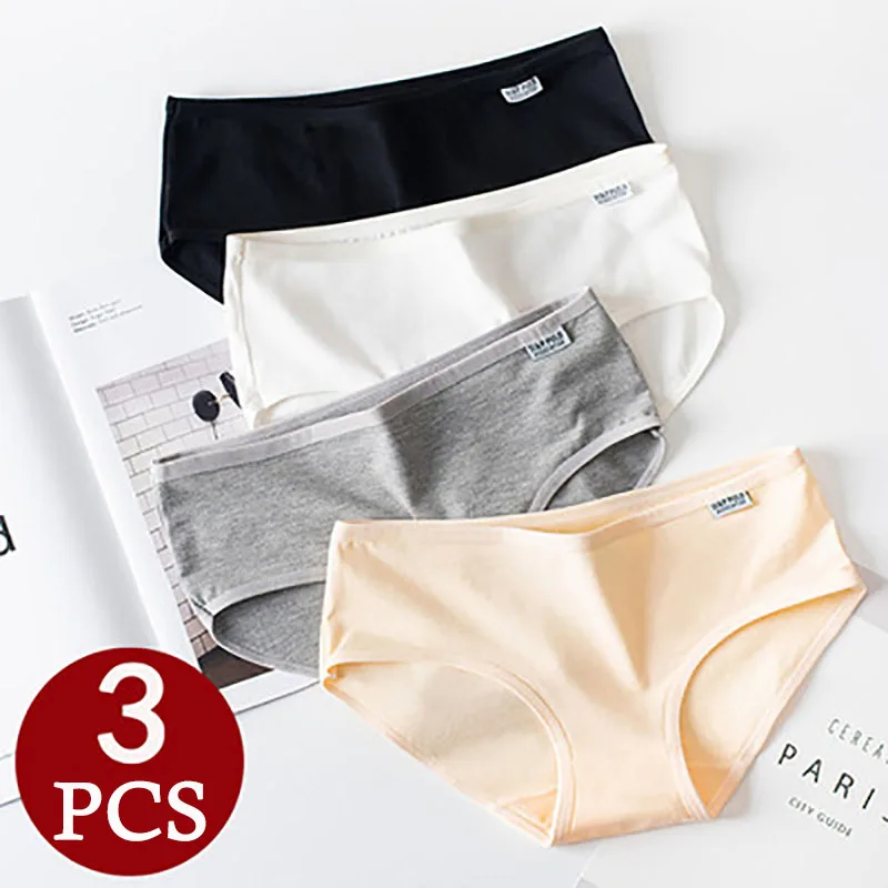 

3 Pcs/Lot Women Panties's Plus Size Ladies Cotton Underwear Girls Briefs Solid Color Lingeries Shorts Comfort Underpant Female