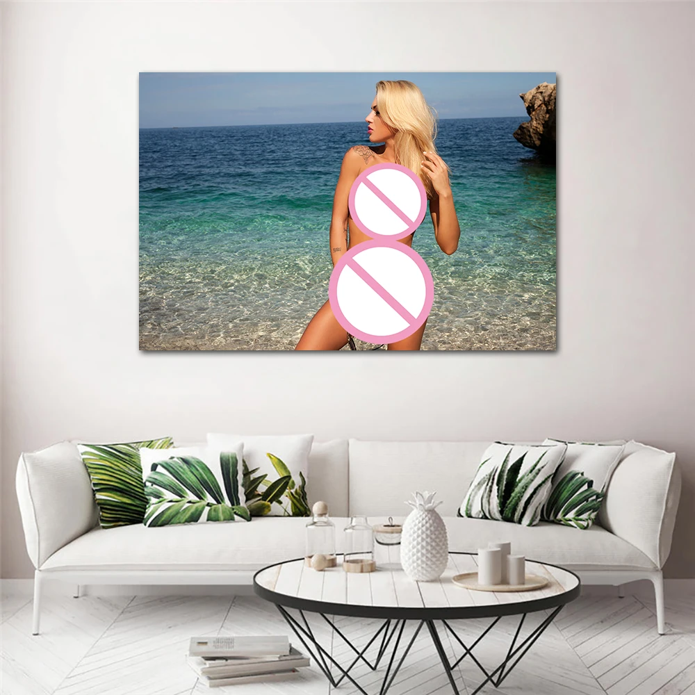 Seaside Blonde Beauty Picture Modern Aesthetic Wall Art Room Decor Poster Canvas Print Paintings No Frame