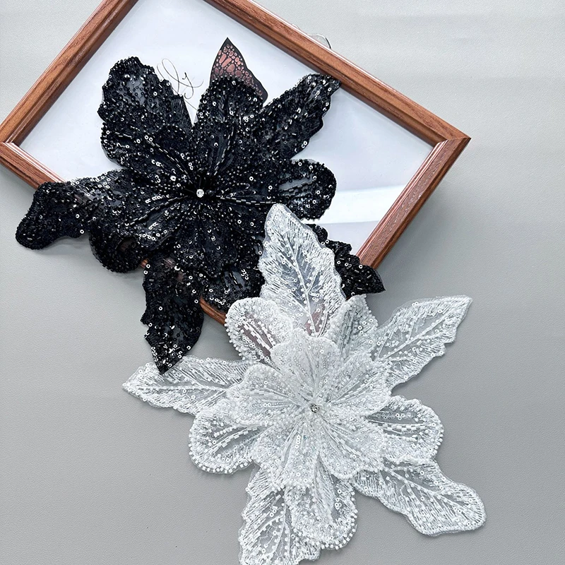 Sequin Beaded Flower Collar Ap - огляд і ціна Applique Patch Flower