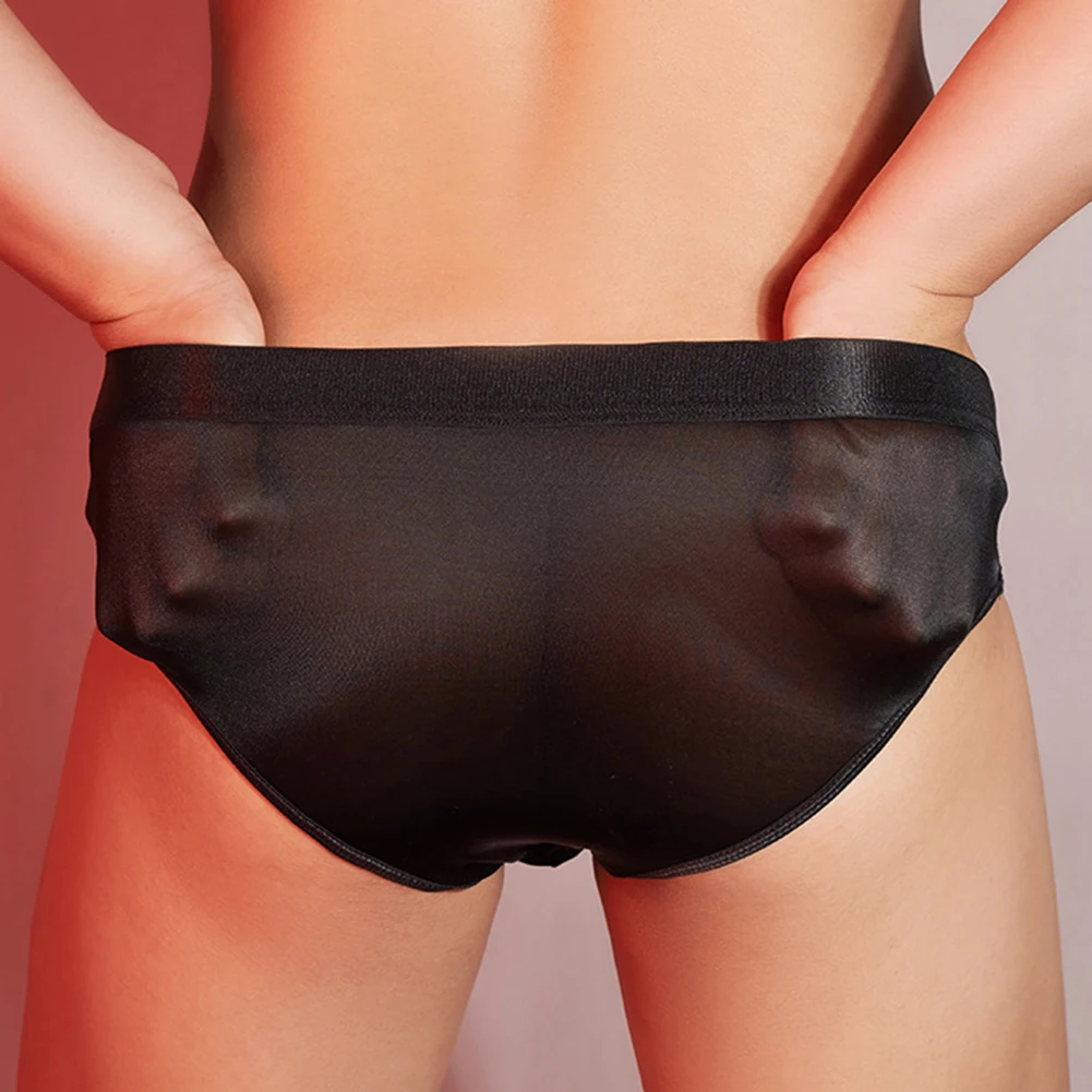 Men Sexy Briefs Low Waist Underwear Oil Glossy Shorts Bulge Pouch Polyester Fabric Multiple Color Choices