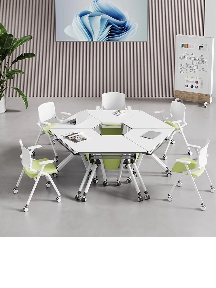 

Folding training table and chair combination splicing folding conference table