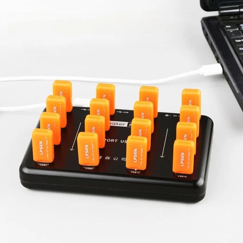 

16 ports USB 2.0 hub SD card TF memory card U disk batch format copy HUB splitter