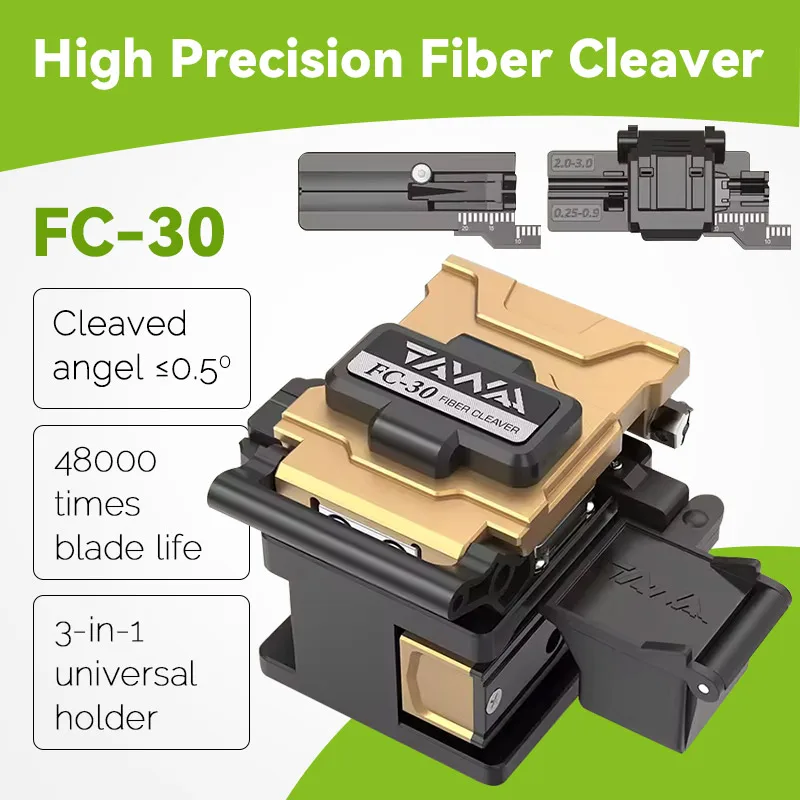 TAWAA FC-30 Cutter Optical Fiber Cleaver Double Fixture Standard Less than 0.5 Degrees (48000 times blade life)