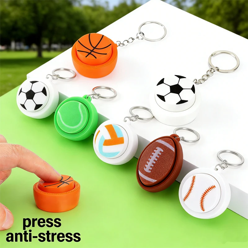 Llavero de moda con diseño de balón de fútbol, baloncesto, béisbol, antiestrés, para coche, llavero deportivo, descompresor, colgante para bolso