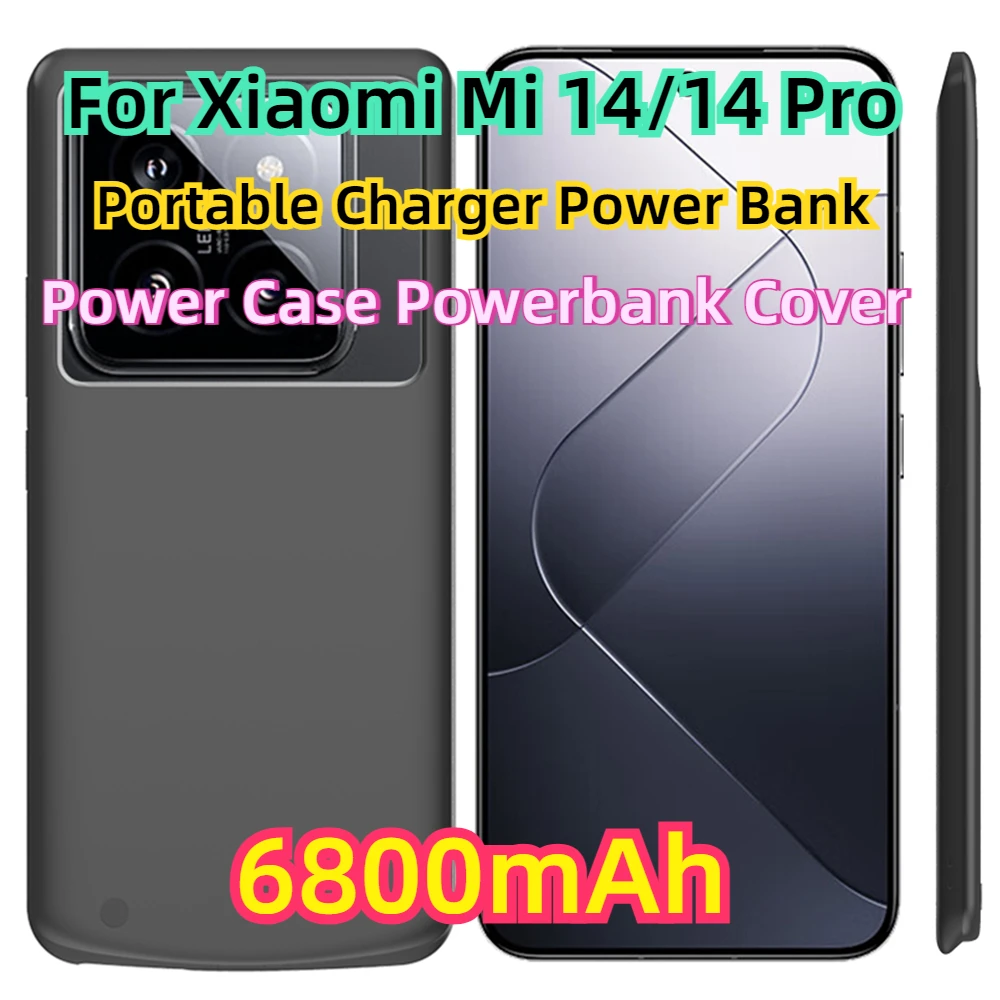 

For Xiaomi Mi 14 Pro External Battery Cases 6800mAh Portable Charger Power Bank Cover For Xiaomi 14 Power Case Powerbank Cover