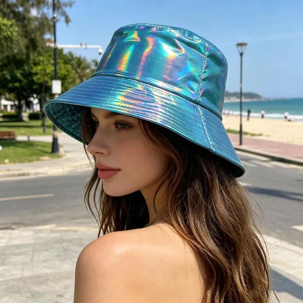 Three-dimensional Bucket Hat Waterproof Bucket Hat Waterproof Imitation Leather Bucket Hat Three-dimensional Wide for Festival