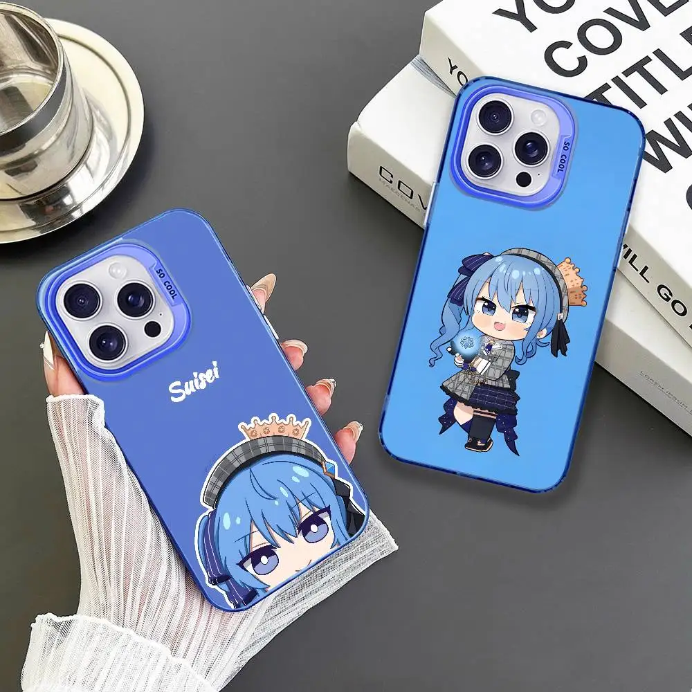 

Hoshimachi Suisei Phone Case For iPhone 16,15,14,13,12,11,Mini,Pro,MAX Blue Matte Shockproof Cover