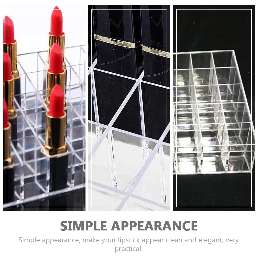 2 ชิ้นลิปสติกขาตั้งจอแสดงผล Supply Clear Lipglosses ชั้นวางในครัวเรือนผู้ถือ Organizer Multi-grid Rack