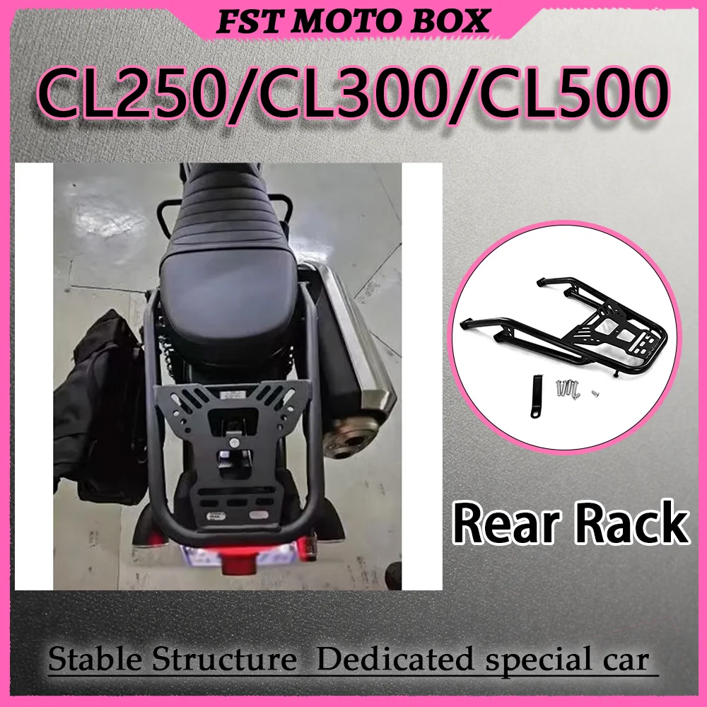 FOR Custom Rear Rack Motorcycle Tail Box Mount Accessory Black Powder-Coated Cargo Carrier for Honda CL250 CL300 CL500