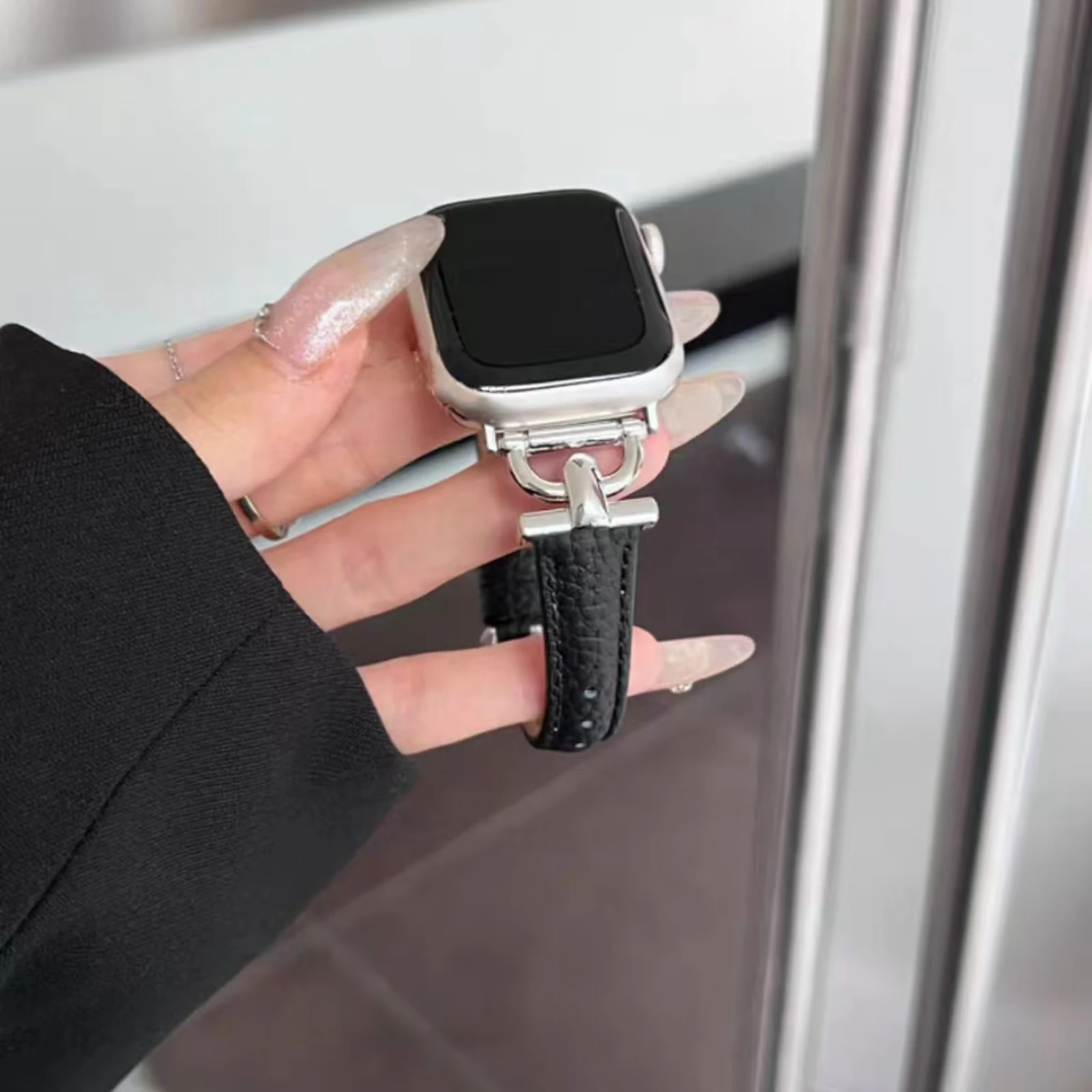 Skórzany pasek z pętelką do Apple Watch Series Ultra 11/10/9/8/7/6/5/4/3 38mm 40mm 41mm 42mm 44mm 45mm 46mm 49mm