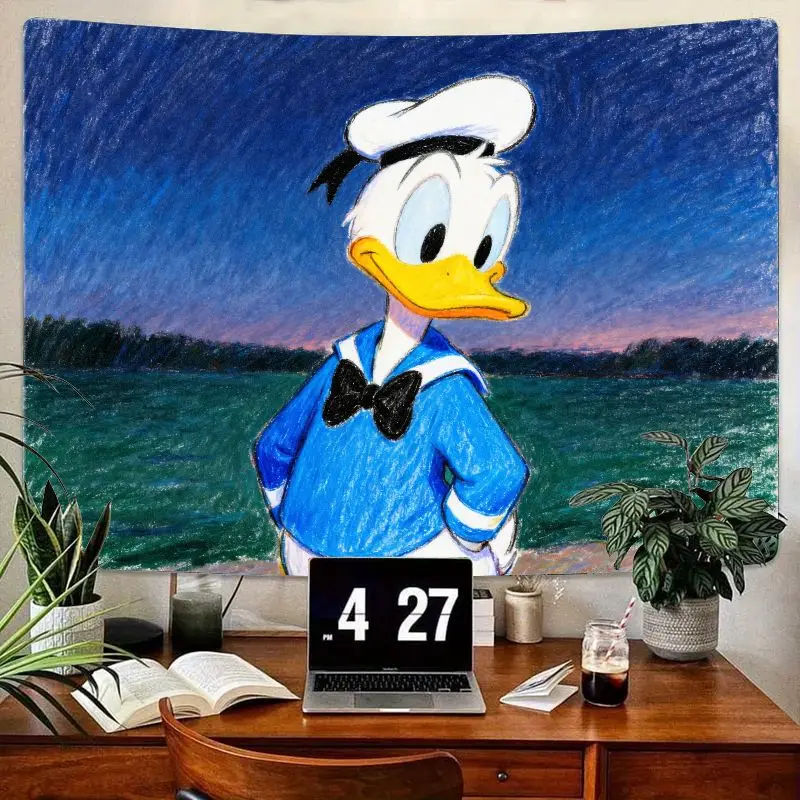 

1 шт., классический гобелен с изображением Дональда Дака Диснея, эстетический полиэстер, настенный художественный декор для гостиной, спальни, подарок для фанатов.