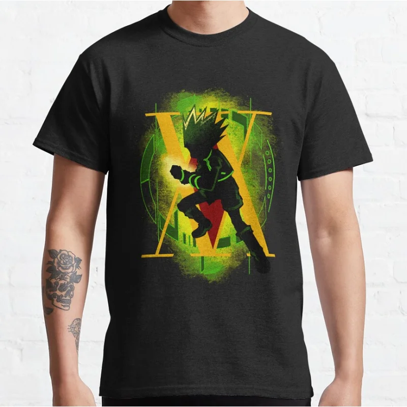 

90s retro Anime Characters hunter x hunter manga Hunters Short-sleeve crewneck T-shirt for men large size Adult Tops S-6xl