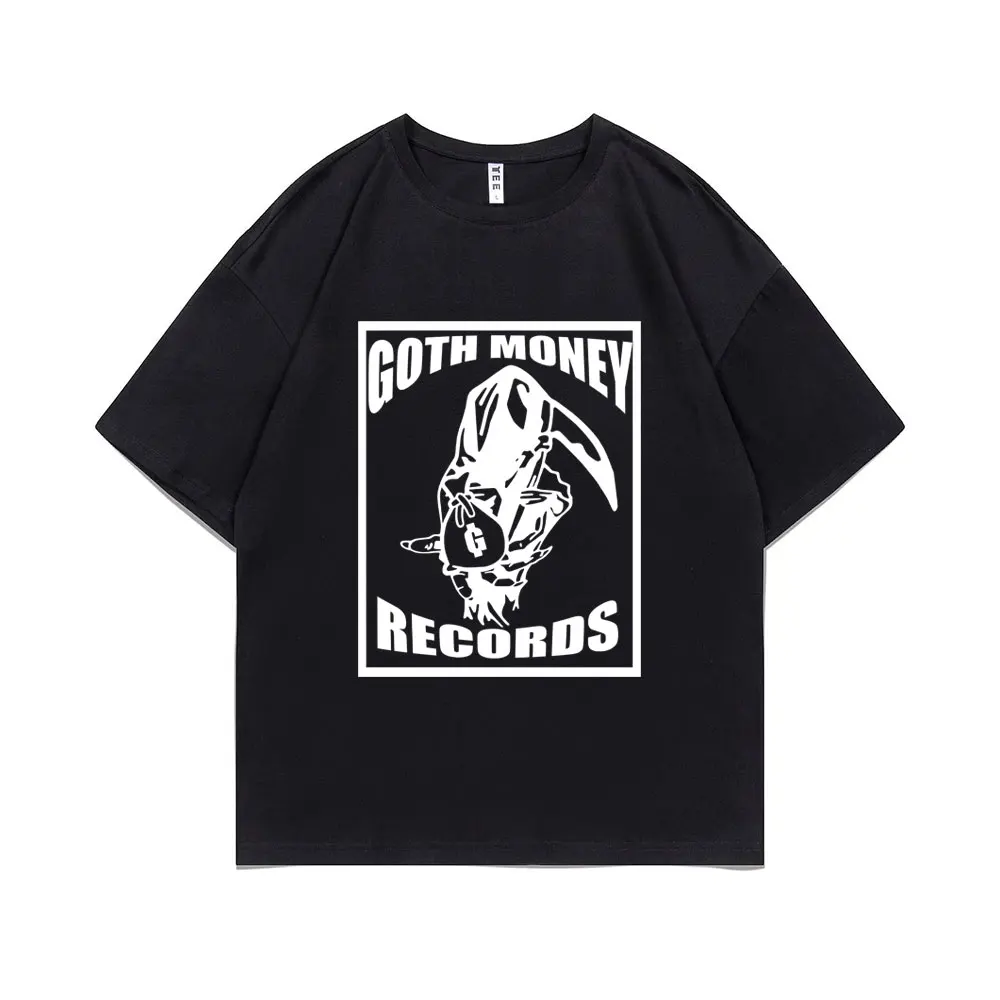 

Goth Money Records Print Tshirt Skull Graphic T Shirts Men Fashion Gothic Short Sleeve Male Hip Hop Oversized O-collar T-shirt