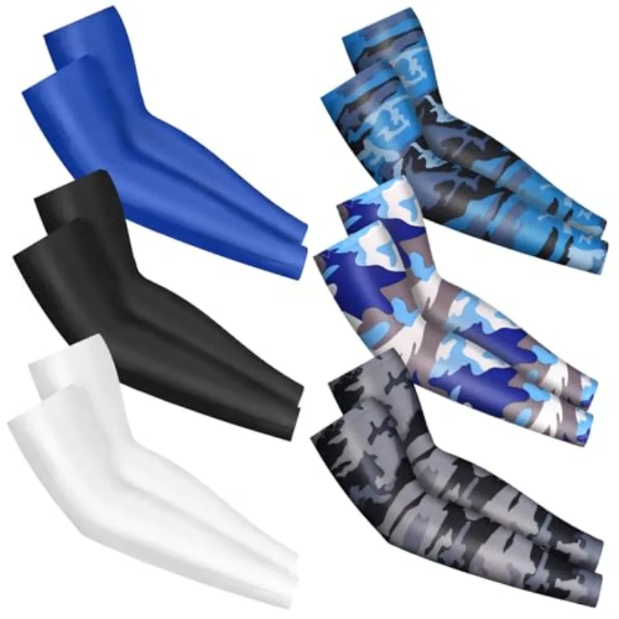 

Baseball Arm Sleeves for 6 Pairs UV Sun Protection Cooling Compression Sleeves to Cover Arms for Boys Girls