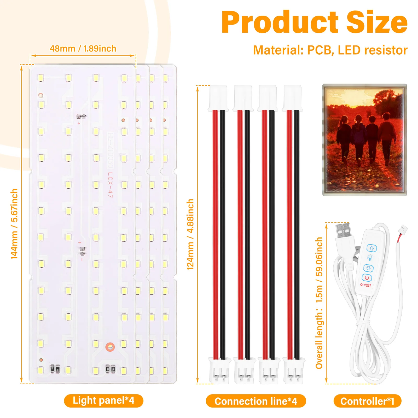 2/4pcs Lithophane LED Backlight Board Kit Compatible with A1/A1 Mini/A1 Mini Combo/P1P/P1S/P2S/X1C/X1E/H2D/H2S 3D Printer PCB
