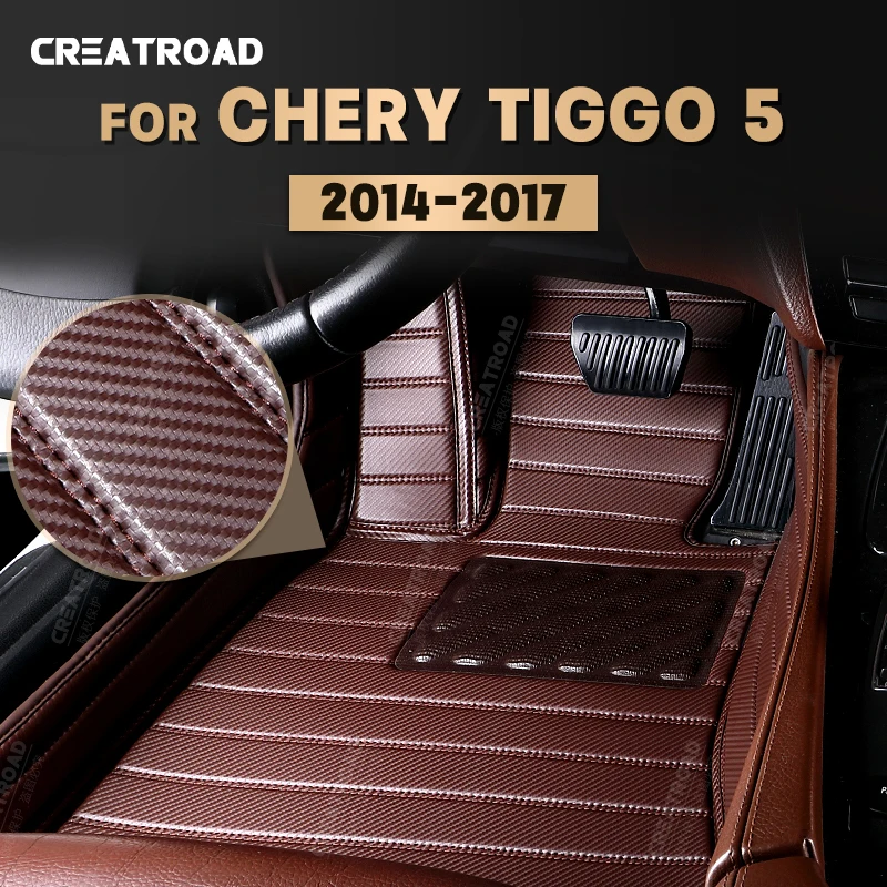 

Custom Carbon Fibre style Floor Mats For Chery Tiggo 5 2014 2015 2016 2017 Foot Carpet Cover Automobile Interior Accessories