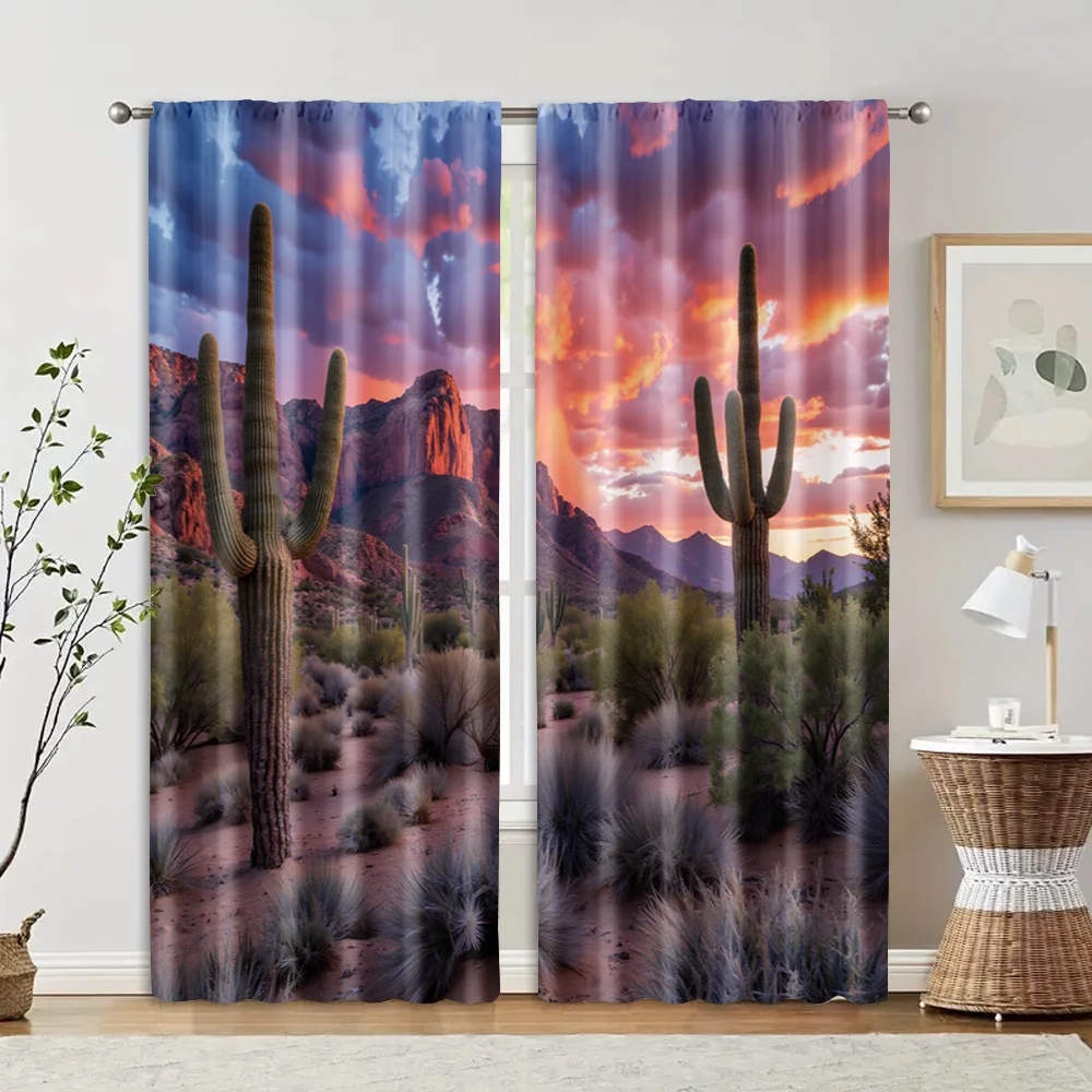 

2 pcs, filtering curtains (excluding rods, non-movable, without batteries) High-Quality Desert for use in bedrooms and living