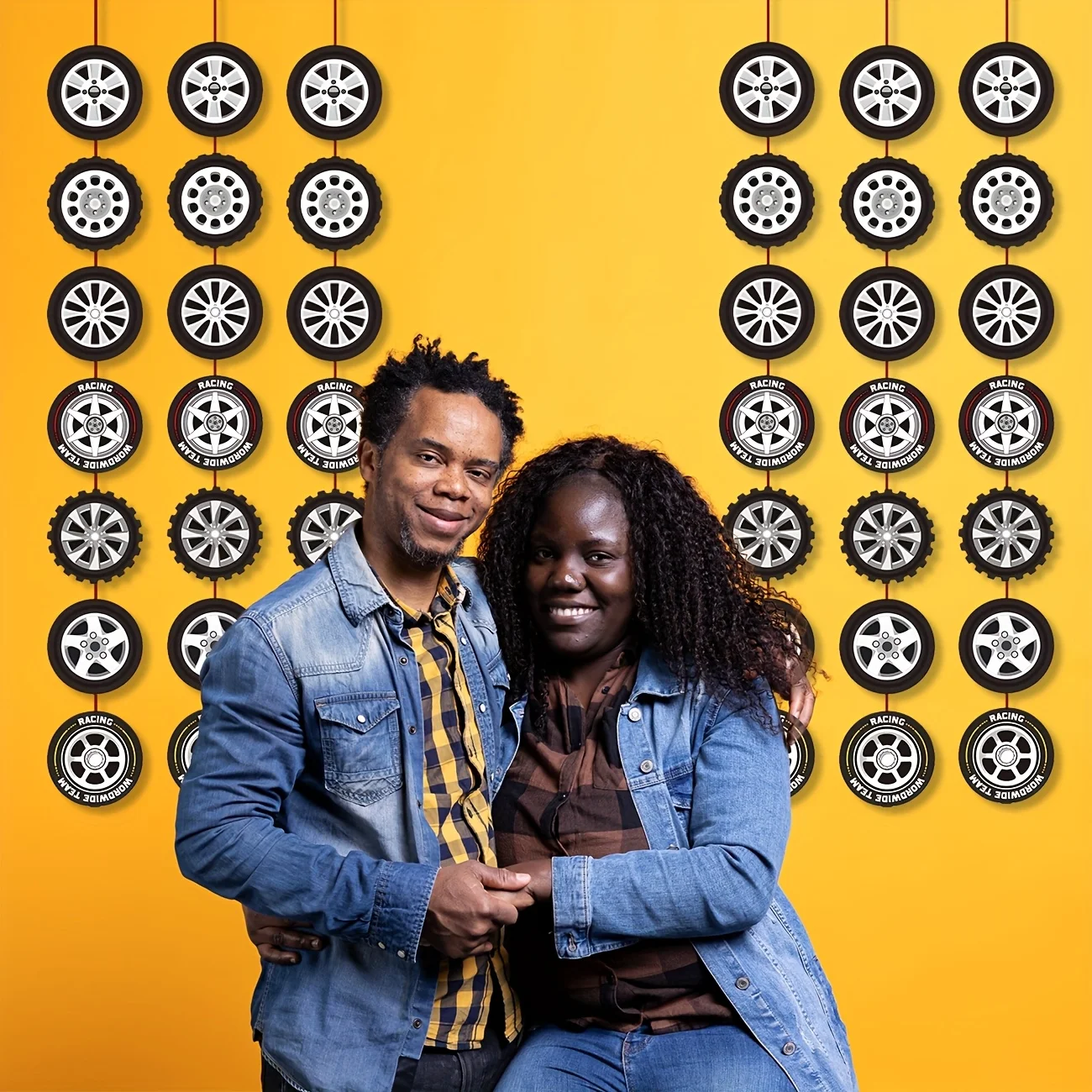 Race Car Party Decorations Racing Car Party Banner Wheel Tire Garland Banners Car Tyre Paper Cutouts for Racing Car Birthday Par