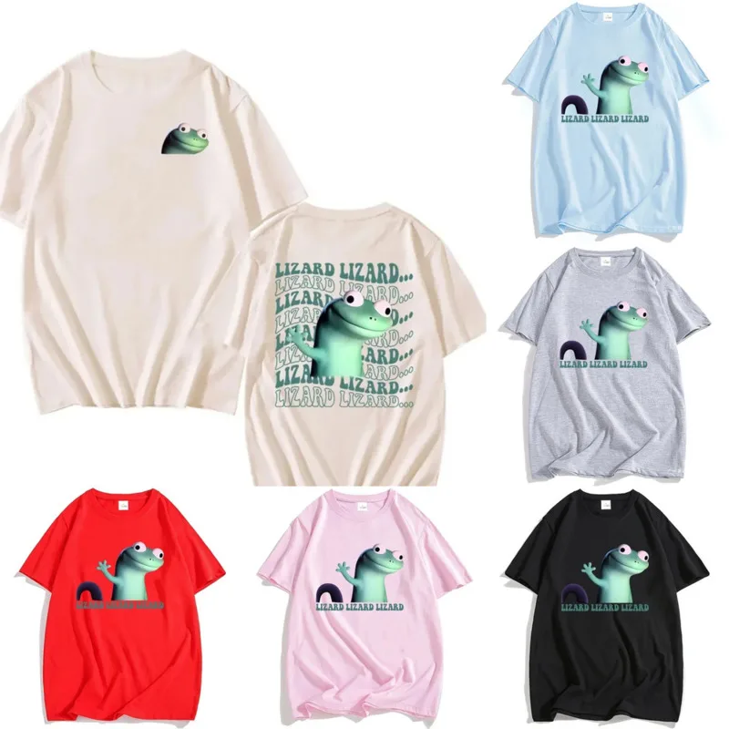 Cartoon Print Tee Lizard Y2K Graphic T-Shirt Y2K Aesthetic Funny Casual Short Sleeve Streetwear Top For Women Men Summer Top New