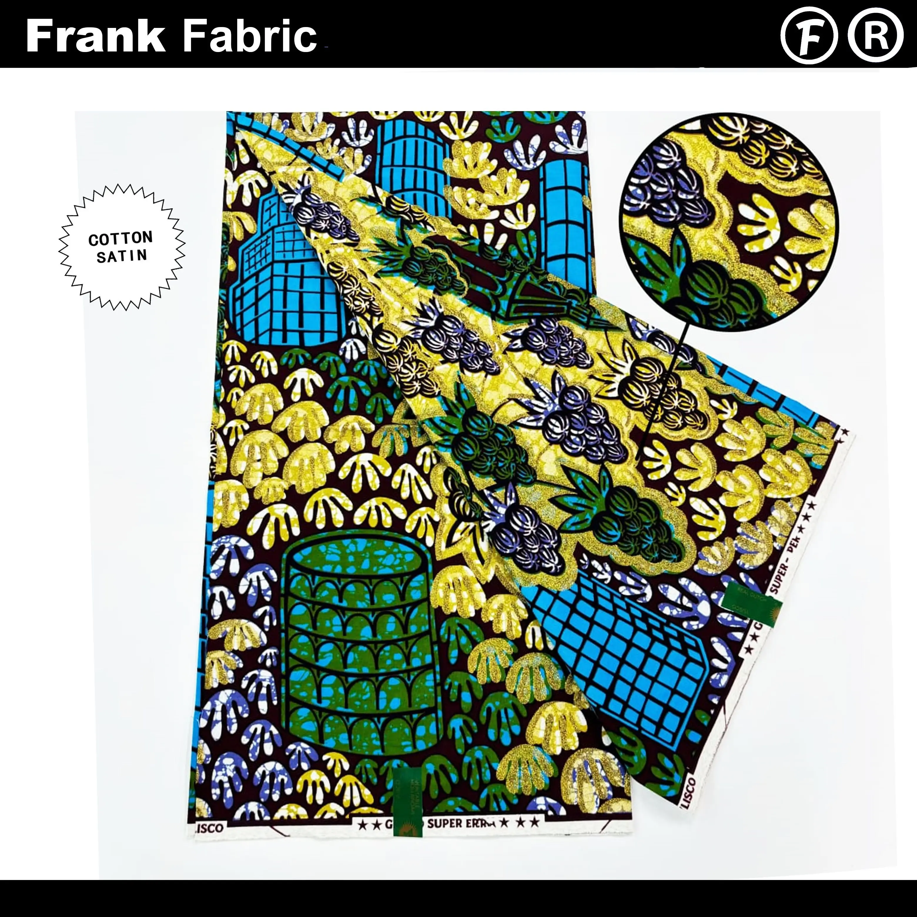 

Original Grand Super Hollandais Ankara Wax Fabric Genuine Dutch Ankara Fabric With Glitter Glam Finish With QR Code VLSG0918.005