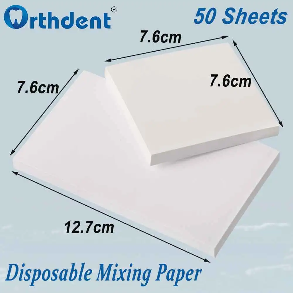 50 Hojas/Bloc de Papel Desechable para Mezclar Cemento Dental, Papel de Mezcla de Doble Cara, Grueso, Blanco, para Cemento en Polvo, Herramientas de Odontología