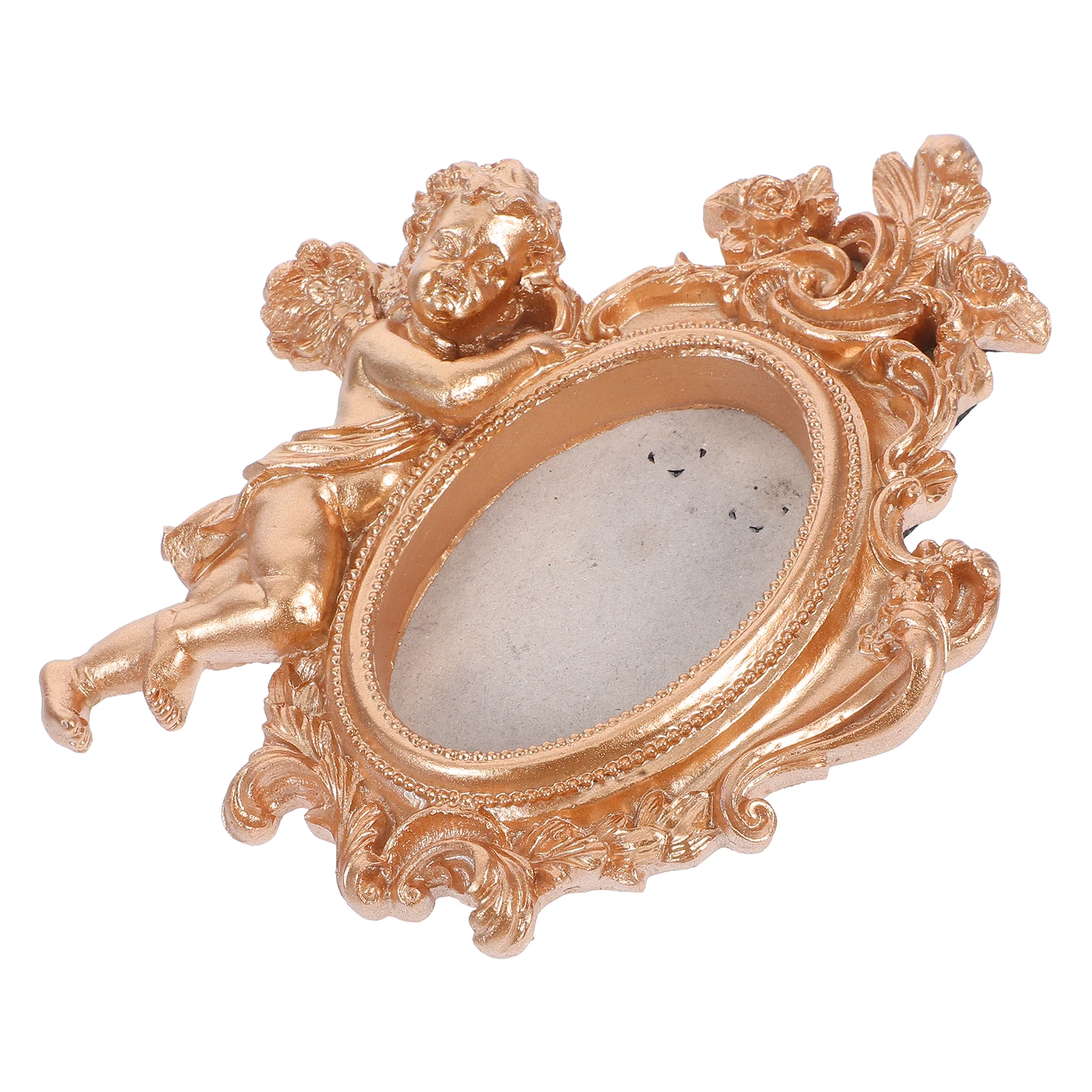 1pc Resin Angel Picture Frame 3D Decorative Tabletop Frame Cute Cherub Statue Home Office Decoration Craft Style