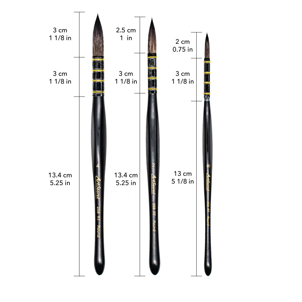 Artsecret 3-pcs Professional Paint Brushes Set Triangular Handle Painting Brush Drawing for Watercolor Oil Acrylic Art Accessory